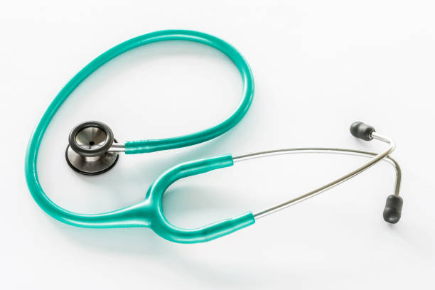 istock Turquoise Doctors Stethoscope on White Desk 655728116