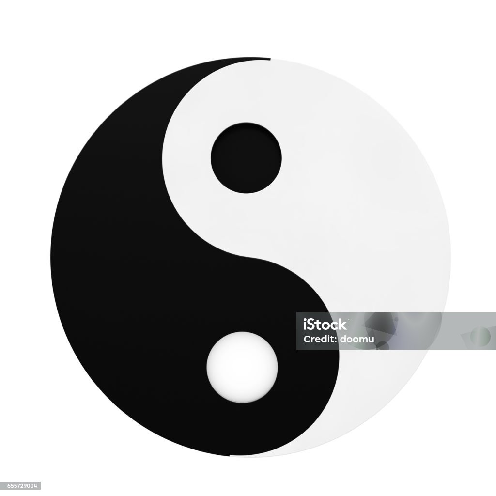 Yin Yang Symbol of Harmony and Balance. 3d Rendering Yin Yang Symbol of Harmony and Balance on a white background. 3d Rendering. Abstract Stock Photo