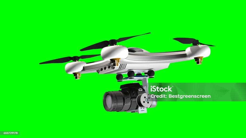 Lænestol krave utilstrækkelig Drone Quadrocopter With Professional Camera Hovering Isolated On Green  Screen Stock Photo - Download Image Now - iStock