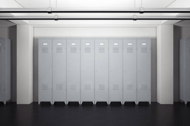 istock Grey Metal Lockers in Lockers Room. 3d Rendering 655733450