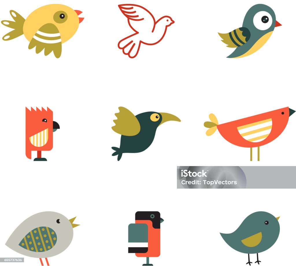 鳥の異なるスタイルのベクトル図 - 鳥のロイヤリティフリーベクトルアート