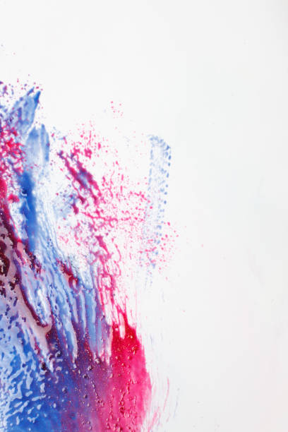 현대 추상 예술 작품, 그림 빨강 및 파랑 색상 - long exposure paint blue smudged 뉴스 사진 이미지