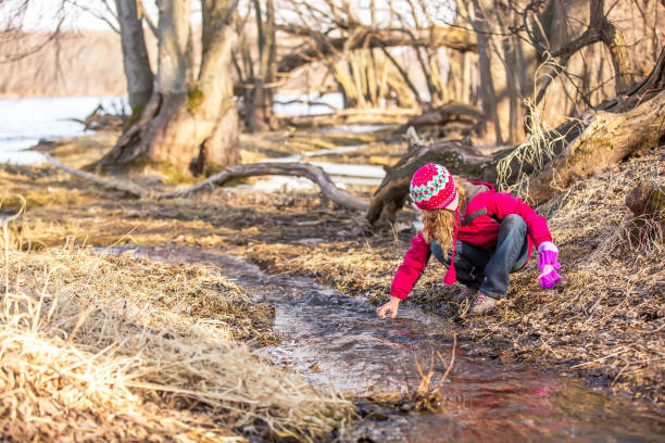 istock Girl Playing In Small Stream in Woods 655741966