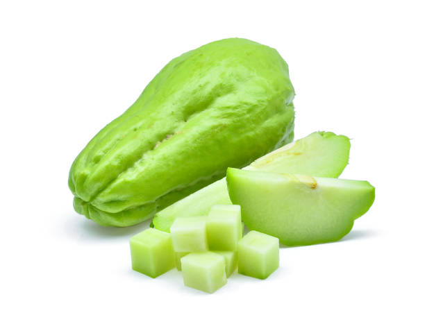 fresh chayote isolated on white background