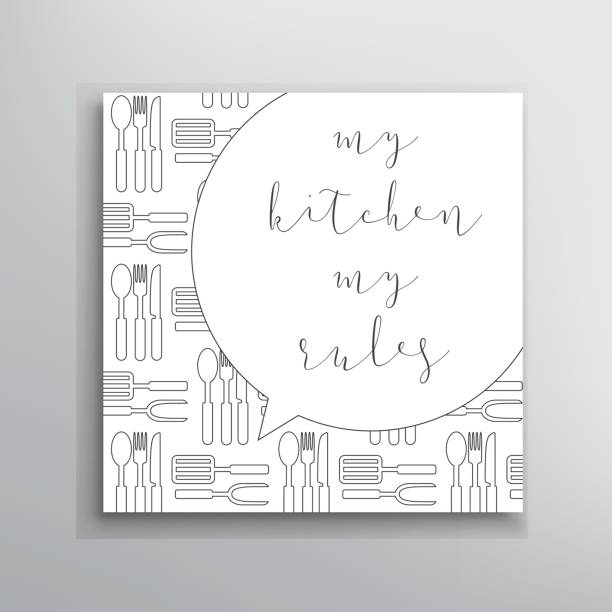 Kitchen sign template. My kitchen my rules. Cooking sign template. Vector card lunch and learn flyer stock illustrations