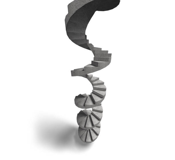 istock Concrete spiral staircase, 3D illustration 655758042