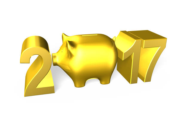 istock Piggy bank with 2017 new year concept, 3D illustration. 655758712