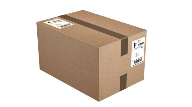 Shipping cardboard box  isolated on white stock photo