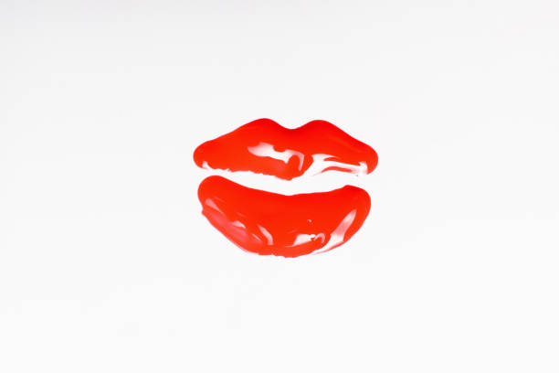 istock Red shiny lip imprint isolated on white background 655771198