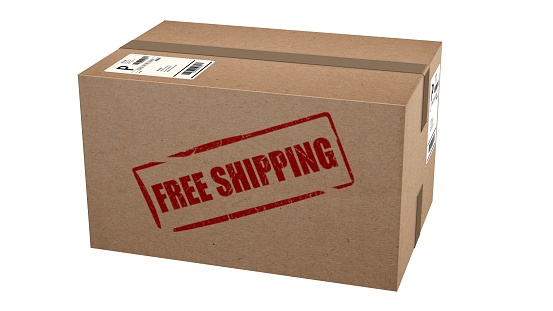 Free Shipping cardboard boxes - isolated on white