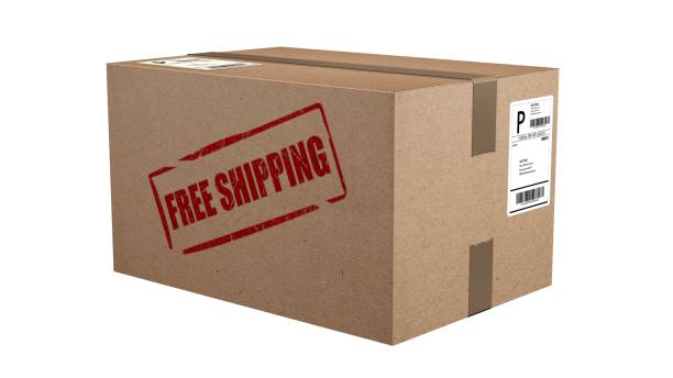 istock Free Shipping cardboard boxes - isolated on white 655771652