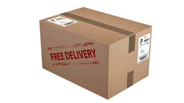 istock Free Delivery Shipping cardboard boxes - isolated on white 655771828