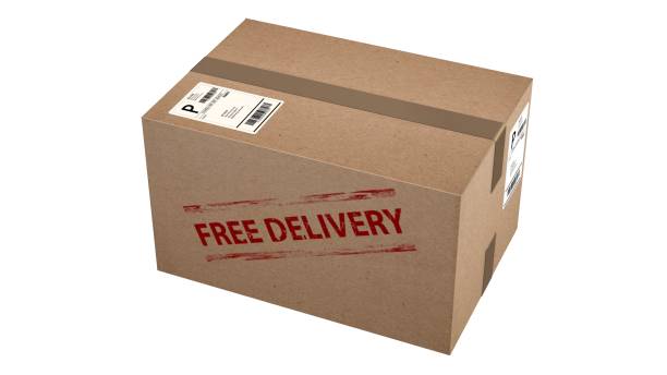 istock Free Delivery Shipping cardboard boxes - isolated on white 655771902
