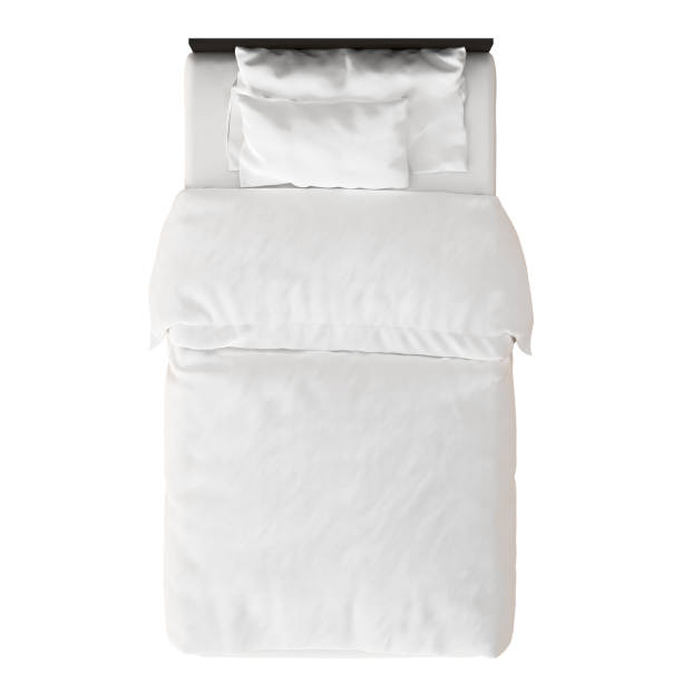 двухместный размер кровати изолированы - sheet single bed bed duvet стоковые фото и изображения