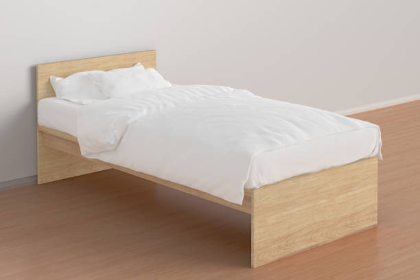 двухместный размер односпальная кровать в интерьере - sheet single bed bed duvet стоковые фото и изображения