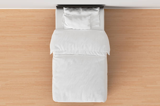 двухместный размер односпальная кровать в интерьере - sheet single bed bed duvet стоковые фото и изображения