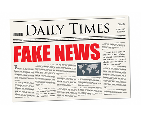 Mock up of a newspaper with headline. Isolated on white.