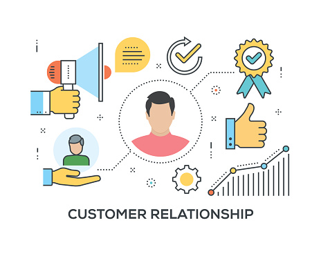 Kundenbeziehungkonzept Mit Symbolen Stock Vektor Art und mehr Bilder von Loyalität - Loyalität ...