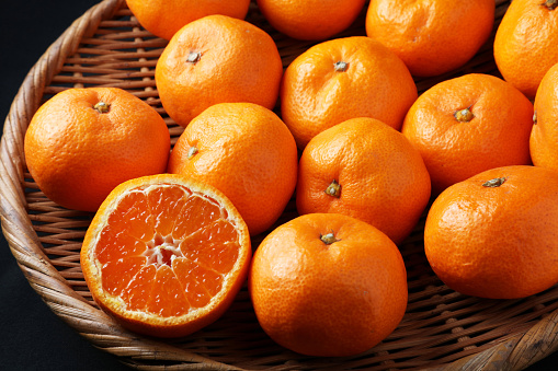 Fresh mandarin oranges texture.
