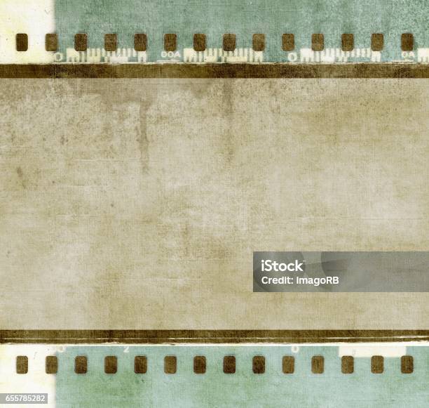 Vintage Film Strip Frame In Green And Sepia Tones Colors Stock Photo - Download Image Now