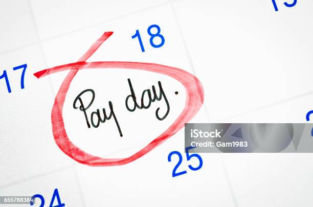 Pay Day Written With Red Mark Stock Photo - Download Image Now - Paying, Day, Calendar Date