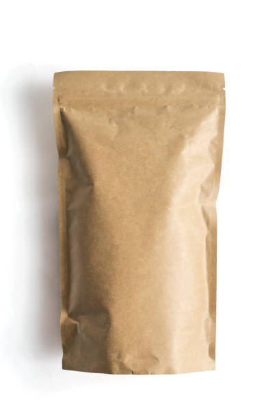 istock Craft paper pouch bag front view isolated on white background 655788684