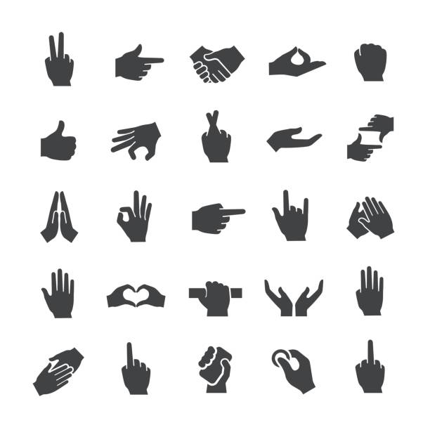 Hand and Gestures Icons - Smart Series Hand and Gestures Icons fingers crossed illustrations stock illustrations