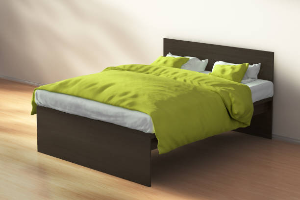 istock Queen size double bed with in morning sunlight interior 655794678