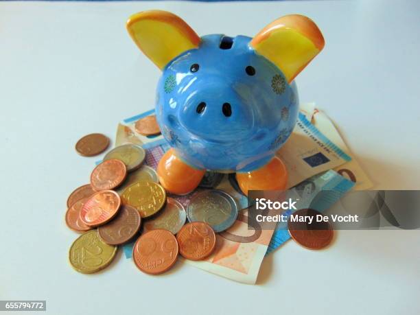 Piggy Bank With Money Stock Photo - Download Image Now - Belgium, Budget, Change