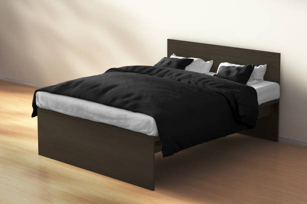 istock Queen size double bed with in morning sunlight interior 655797940