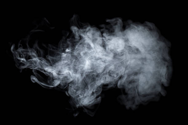 smoke - steam vaping background fog - isolated on black imagens e fotografias de stock