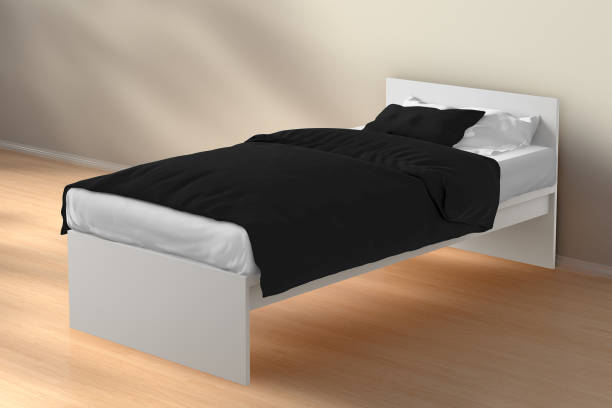 istock Twin size single bed in morning sunlight interior 655798502