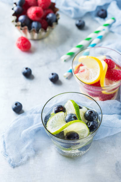 istock Lemon lime berries fresh infused water detox drink cocktail lemonade 655798978