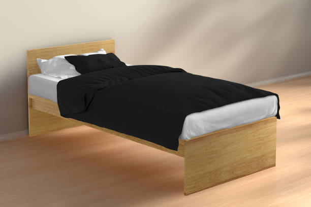 istock Twin size single bed in morning sunlight interior 655801318
