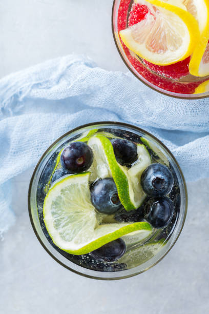 istock Lemon lime berries fresh infused water detox drink cocktail lemonade 655801436