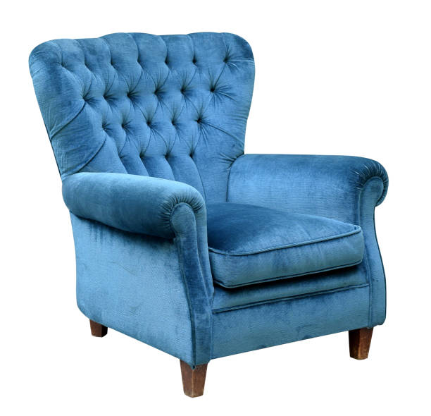 istock Upholstered blue velvet armchair 655801750