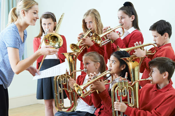 Group Of Students Playing In School Orchestra Together