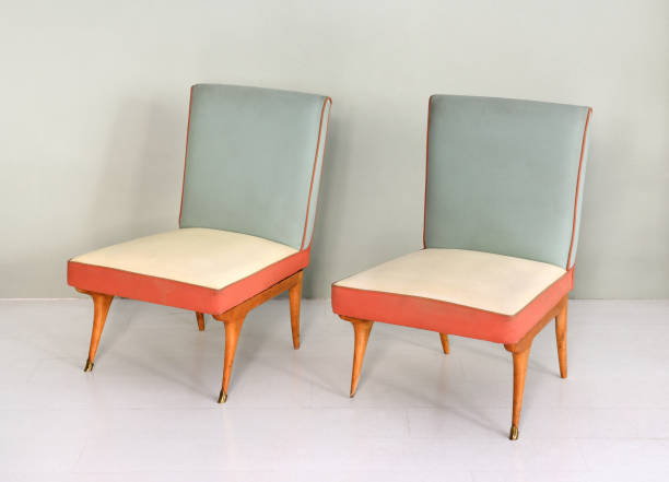 istock Pair of Antique Vintage Padded Chairs 655809888