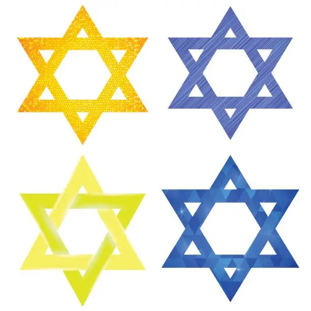 Vector illustration of Set of Yellow and Blue Mosaic  David Star