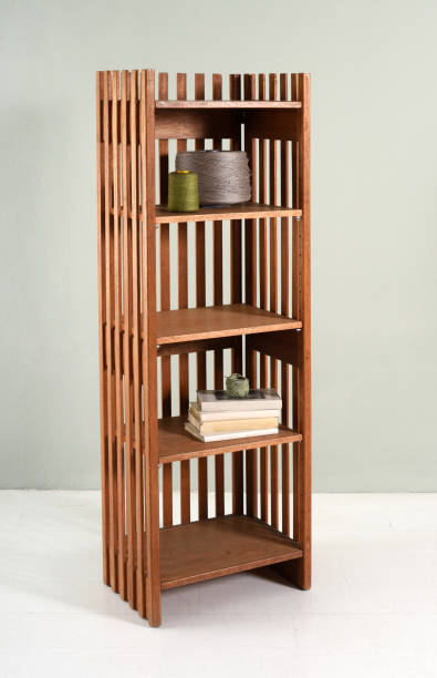 istock Small slatted wood etagere 655814818