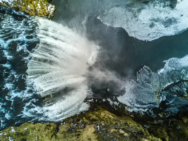 Photo of Skógafoss waterfall with a drone point of view