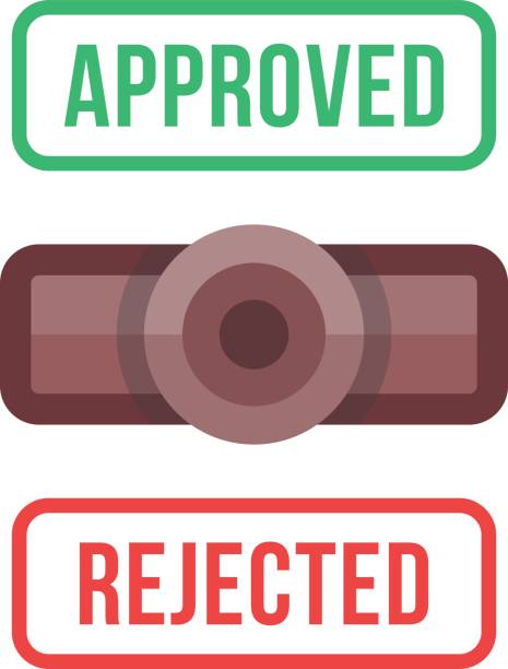 Rejected and approved rubber stamps set. Stamping concepts. Flat design vector illustration Rejected and approved rubber stamps set. Stamping concepts. Flat design vector illustration fail stamp stock illustrations