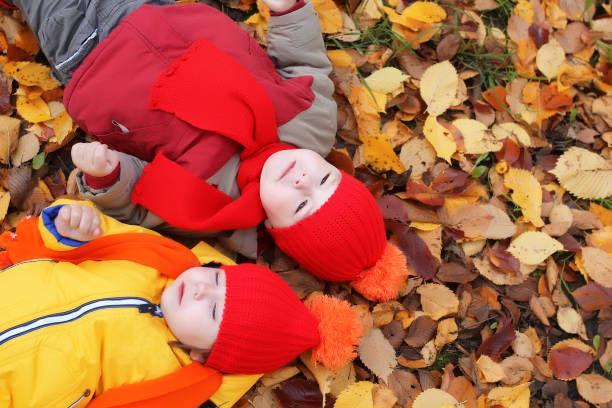 istock kids in autumn laying in leaves 655820152