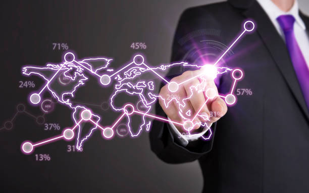 istock Businessman touch screen concept - World and Growth 655821196