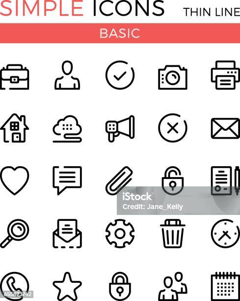 Basic Business Internet Web Interface Linear Concepts Vector Thin Line Icons Set 32x32 Px Modern Line Graphic Design Pixel Perfect Vector Outline Icons Set Stock Illustration - Download Image Now