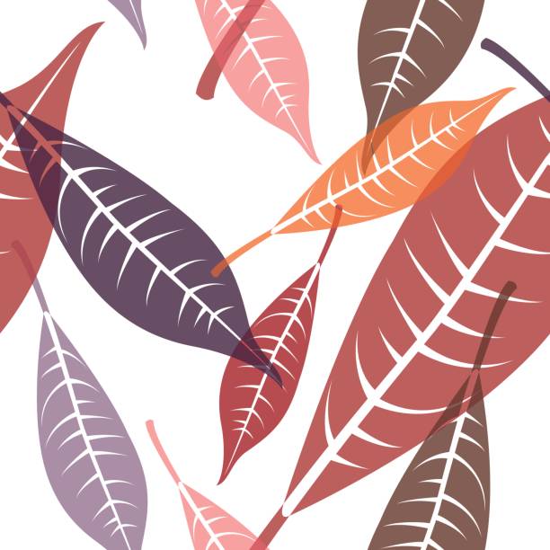 Seamless leaves pattern 9 vector art illustration