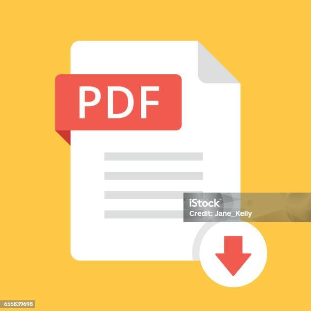 Download Pdf Icon File With Pdf Label And Down Arrow Sign Downloading Document Concept Flat Design Vector Icon Stock Illustration - Download Image Now