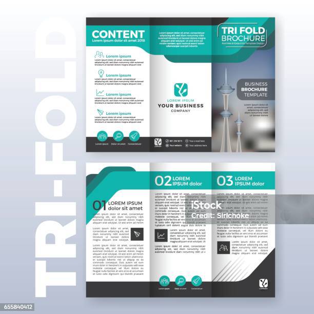 Business Trifold Brochure Template Stock Illustration - Download Image Now - Brochure, Tri-Fold Brochure, Template