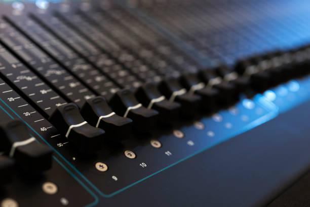 istock Closeup of audio mixing console 655843114