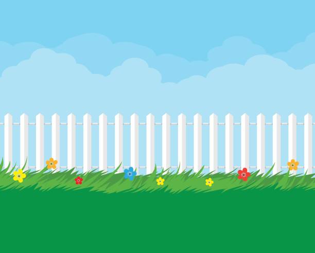 istock Summer nature landscape with plants and fence. 655844180